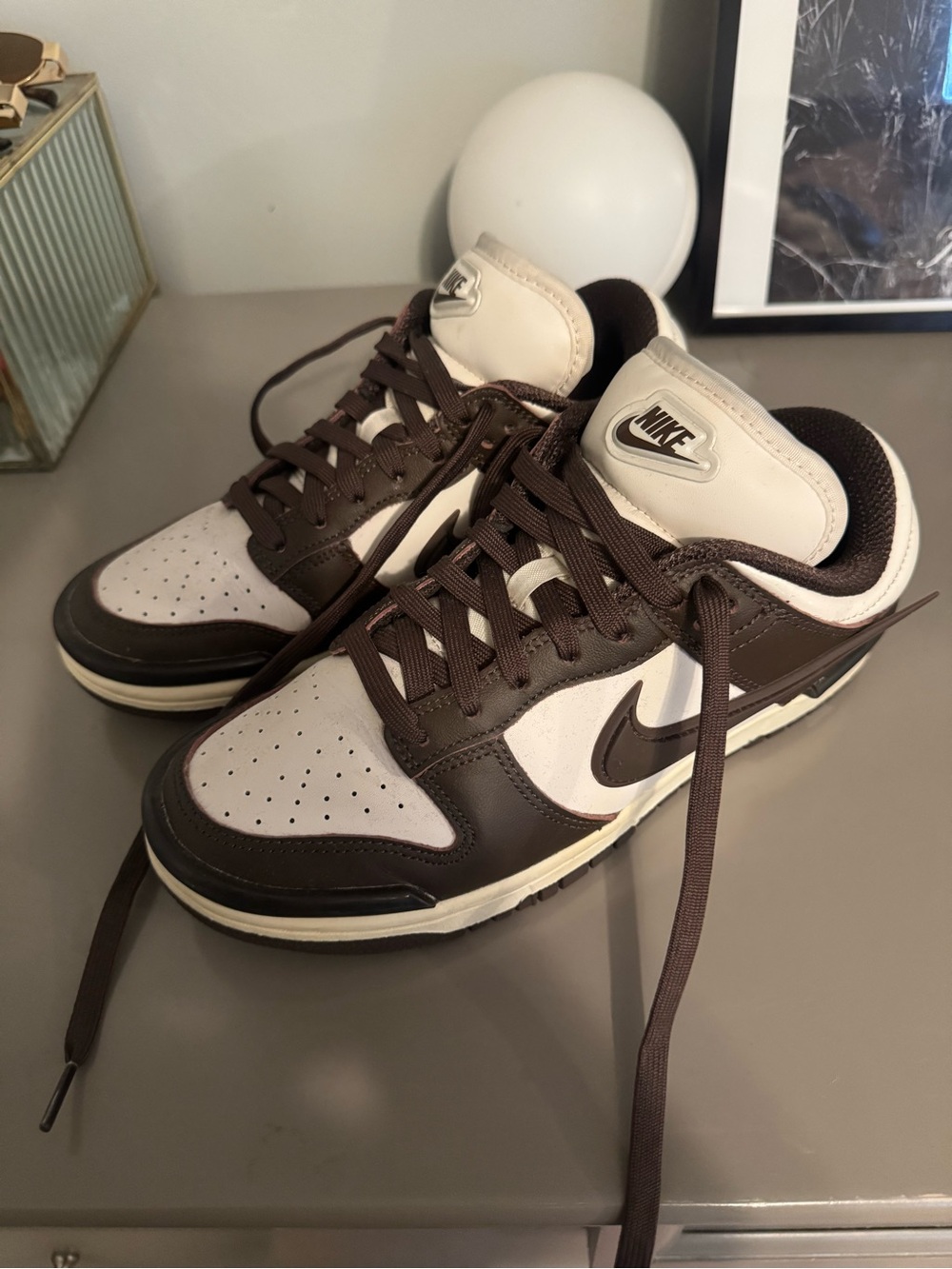 Nike Brown and Cream Low-Top Sneakers